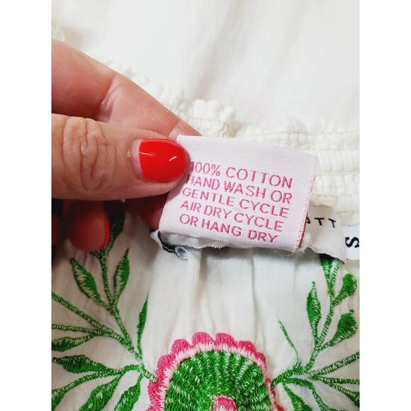 Gretchen Scott Womens Small White Top Peasant Bohemian Embroidered Cotton - Picture 6 of 9